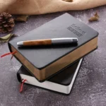 Ultra-Thick Retro Simple Lmitation Leather Thick Horizontal Blank Notebook, Specifications:Large Gold Rim Horizontal Line - Image 3