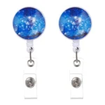 2 PCS Night Starry Sky Marble Crack Puller Retractable Buckle Lanyard Business Key Buckle Card Holder