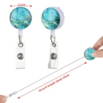 2 PCS Night Starry Sky Marble Crack Puller Retractable Buckle Lanyard Business Key Buckle Card Holder - Image 2
