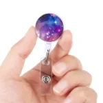 2 PCS Night Starry Sky Marble Crack Puller Retractable Buckle Lanyard Business Key Buckle Card Holder - Image 4
