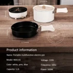 Nathome NDG01 Traveling Multi-purpose Split Folding Frying Pan Household Electric Cooker, Chinese Plug - Image 8