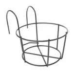 Balcony Fence Round Metal Flower Stand Wrought Iron Wall-mounted Flower Pot Stand - Image 2