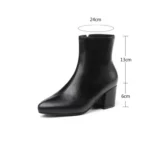 Autumn  Winter Glitter Square Heel Pointed Low-Top Women Boots - Image 7