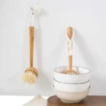 Home Kitchen Wooden Non-sticky Oil Washing Pot Brush Long Handle Dish Brush - Image 6