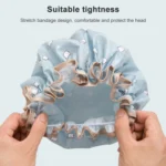 Thick Waterproof Bath Hat Double Layer Shower Hair Cover Women Supplies Shower Caps, Size:28cm - Image 4