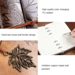 PU Maple Retro Straps Handbook Loose-leaf Notebook - Image 4