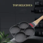 20cm Home-made Maifan Stone Four-hole Fried Egg Non-stick Flat-bottom Egg Dumpling Pot Breakfast Artifact - Image 5