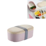 Oval Simple Lunch Box Wooden Sushi Sealed Leak-proof Lunch Box with Cutlery