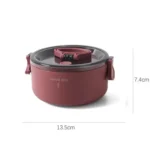 Round Portable Insulation Partitioned Lunch Box Student Office Workers Heated Microwave Oven Bento Box - Image 2