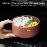 Round Portable Insulation Partitioned Lunch Box Student Office Workers Heated Microwave Oven Bento Box - Image 4