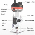 Woodworking Trimming Machine Multifunctional Electric Wood Milling Slotting Machine Engraving Tools EU Plug - Image 3