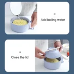 6 in 1 Student Instant Noodle Bowl Bamboo Fiber Canteen Cutlery Set - Image 5