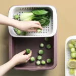 Double-layer Classification Square Drain Basket Kitchen Household Plastic Fruit and Vegetable Basket