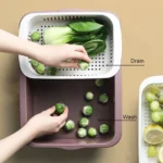 Double-layer Classification Square Drain Basket Kitchen Household Plastic Fruit and Vegetable Basket - Image 7