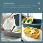 Double-layer Classification Square Drain Basket Kitchen Household Plastic Fruit and Vegetable Basket - Image 9
