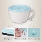 Wheat Fiber Instant Noodle Bowl Creative and Convenient Sealed Lunch Box with Mobile Phone Holder - Image 4