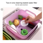 2 PCS Multifunctional Mobile Sink Kitchen Plastic Vegetable Washing Basket Fruit And Vegetable Storage Drain Basket - Image 4
