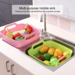 2 PCS Multifunctional Mobile Sink Kitchen Plastic Vegetable Washing Basket Fruit And Vegetable Storage Drain Basket - Image 7