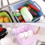 2 PCS Multifunctional Mobile Sink Kitchen Plastic Vegetable Washing Basket Fruit And Vegetable Storage Drain Basket - Image 8