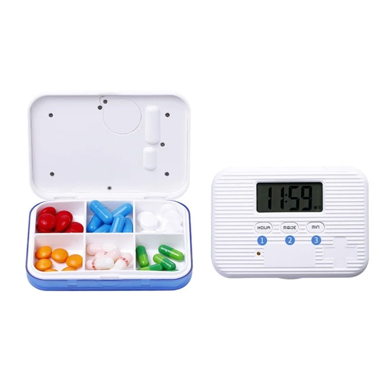 Regular Reminder Compartment Electronic Pill Box 6 Grid Electronic Version Mini Sealed Pill Box