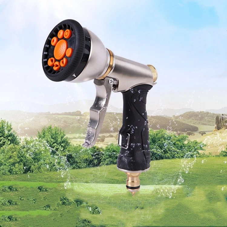 TBD04257617.webp Electroplating Multifunctional High-pressure Water Gun 9 Function Front Trigger Car Wash Water Gun - Image 1