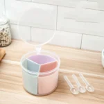 Household Kitchen Split Combined Fresh Box Three Grid Spice Box with Spoon