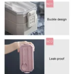 Double-layer Lunch Box Plastic Microwaveable Student Lunch Box Cutlery set - Image 3