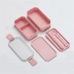 Double-layer Lunch Box Plastic Microwaveable Student Lunch Box Cutlery set - Image 4