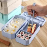 Double-layer Lunch Box Plastic Microwaveable Student Lunch Box Cutlery set - Image 5