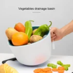 2 in 1 Double-layer Drain Basket Kitchen Plastic Fruit Vegetable Basket Salad Bowl - Image 7