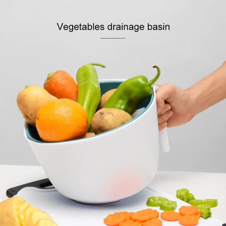 TBD0426037501C_6.webp 2 in 1 Double-layer Drain Basket Kitchen Plastic Fruit Vegetable Basket Salad Bowl - Image 7