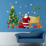 Christmas Tree Santa Claus Wall Sticker Living Room Bedroom Background Removable Mural - Image 4
