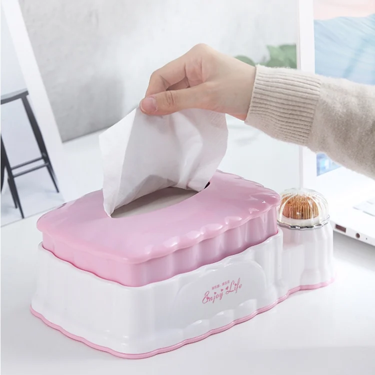 TBD0426276101A.webp Living Room Plastic Retractable Tissue Box Household Multi-function Drawer Box with Toothpick Box - Image 1