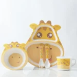 Bamboo Fiber Children Tableware Set Household Cute Cartoon Baby Food Supplement Plate Set