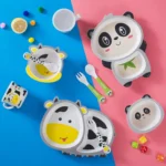 Bamboo Fiber Children Tableware Set Household Cute Cartoon Baby Food Supplement Plate Set - Image 5