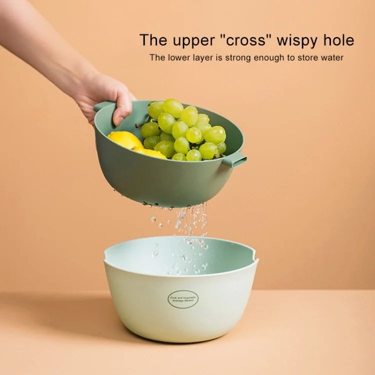 TBD0426388001_8.webp Kitchen Rice Pan Double-dish Vegetable Drain Basket Plastic Fruit Basket - Image 9
