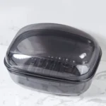 Bathroom Soap Box Transparent With Lid Drain Seal Travel Portable Double Layer Laundry Soap Box - Image 2