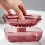 Bathroom Soap Box Transparent With Lid Drain Seal Travel Portable Double Layer Laundry Soap Box - Image 3