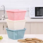 Plastic Storage Basket Household Goods Hollow Drain Basket Kitchen Vegetable Washing Fruit Storage Basket Random Color Delivery