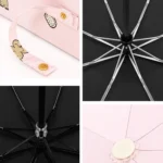 Children Sweet Vinyl Sunscreen Umbrella Tri-fold Student Cartoon Folding Umbrella - Image 4