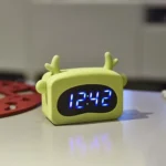 Mini Cute Cartoon Multifunctional Digital Luminous Thermometer Small Alarm Clock - Image 4