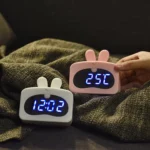 Mini Cute Cartoon Multifunctional Digital Luminous Thermometer Small Alarm Clock - Image 5