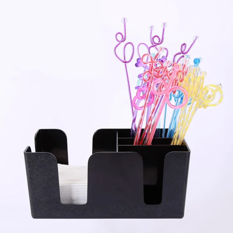 TBD04268355.webp Coffee Shop Multifunctional Paper Towel Straw Storage Box - Image 1