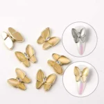 10 PCS Butterfly Nail Art Accessories Golden Three-dimensional Cat's Eye Butterfly Zircon DIY Nail Decoration Accessories - Image 4