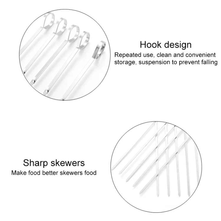 TBD04269334_2.webp 10pcs / Set Metal Square Flat Barbecue Stick BBQ Skewers - Image 3