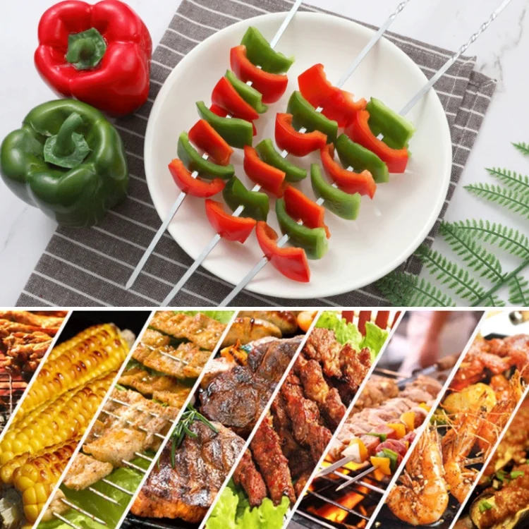 TBD04269334_5.webp 10pcs / Set Metal Square Flat Barbecue Stick BBQ Skewers - Image 6