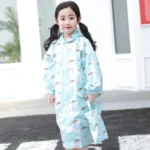 Cartoon Children Raincoats Waterproof Raincoat with Schoolbag - Image 2