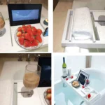 Bamboo Bathtub Rack Retractable Bathtub Tray Multi-function Soaking Bracket - Image 4