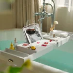 Bamboo Bathtub Rack Retractable Bathtub Tray Multi-function Soaking Bracket - Image 5