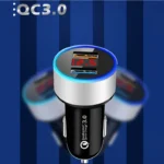 2 PCS Aluminum Ring 5V3.1A Display Car Charger  QC3.0+3.1A Aluminum Alloy Multi-function Halo Digital Display Car Charger - Image 7
